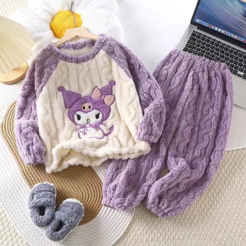 Cloud Velvet Home Clothing Jacquard Comfortable Cotton Velvet Parent Clothing Thick Warm Two-Piece Factory Tide - Image 1